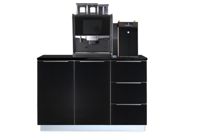 Base cabinet with tabletop for coffee machines