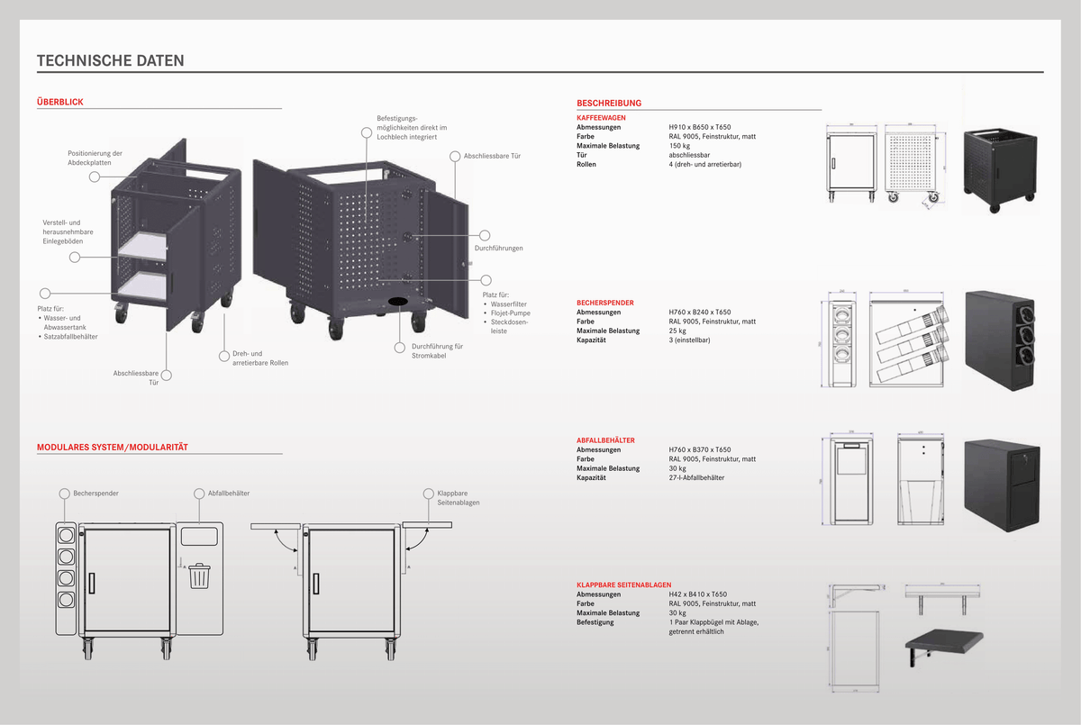 Mobile coffee trolley for coffee stations