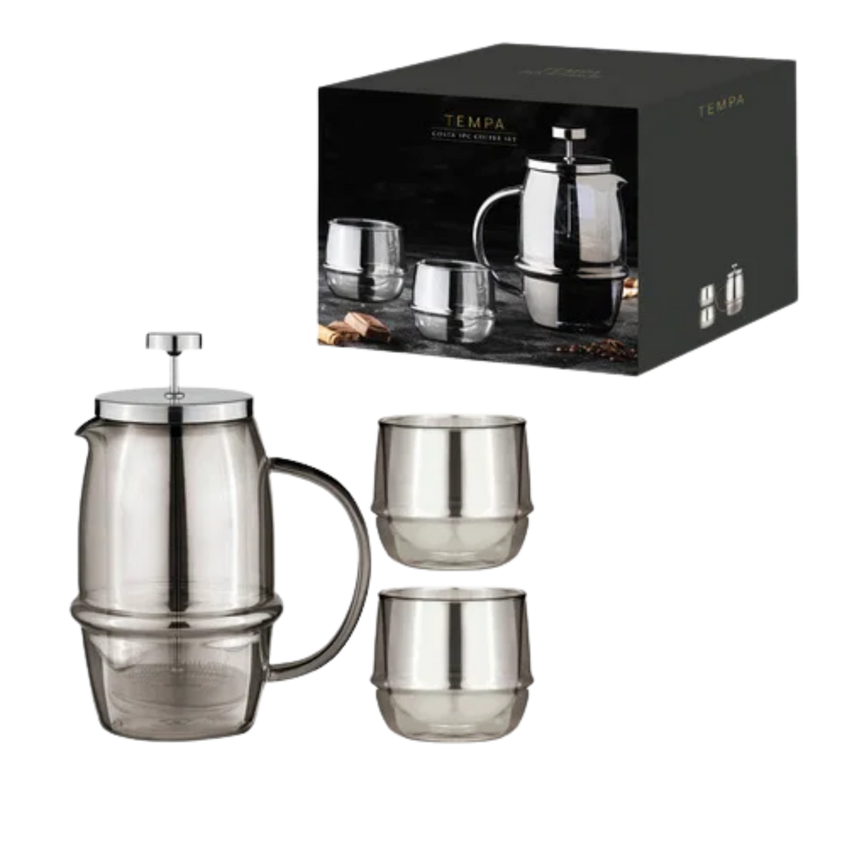 TEMPA Costa Kaffee-Set | French Press & 2 Doppelwandgläser