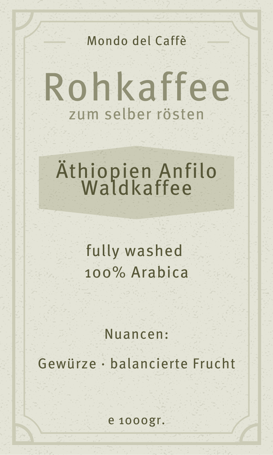Rohkaffee Äthiopien Anfilo Waldkaffee fully washed Bio