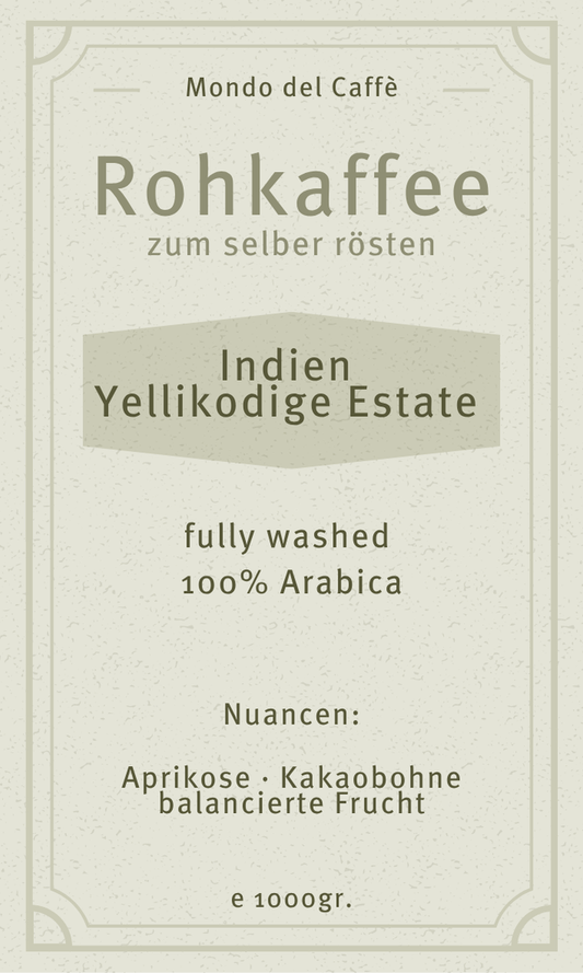 Green coffee India Yellikodige Estate Arabica Organic Demeter